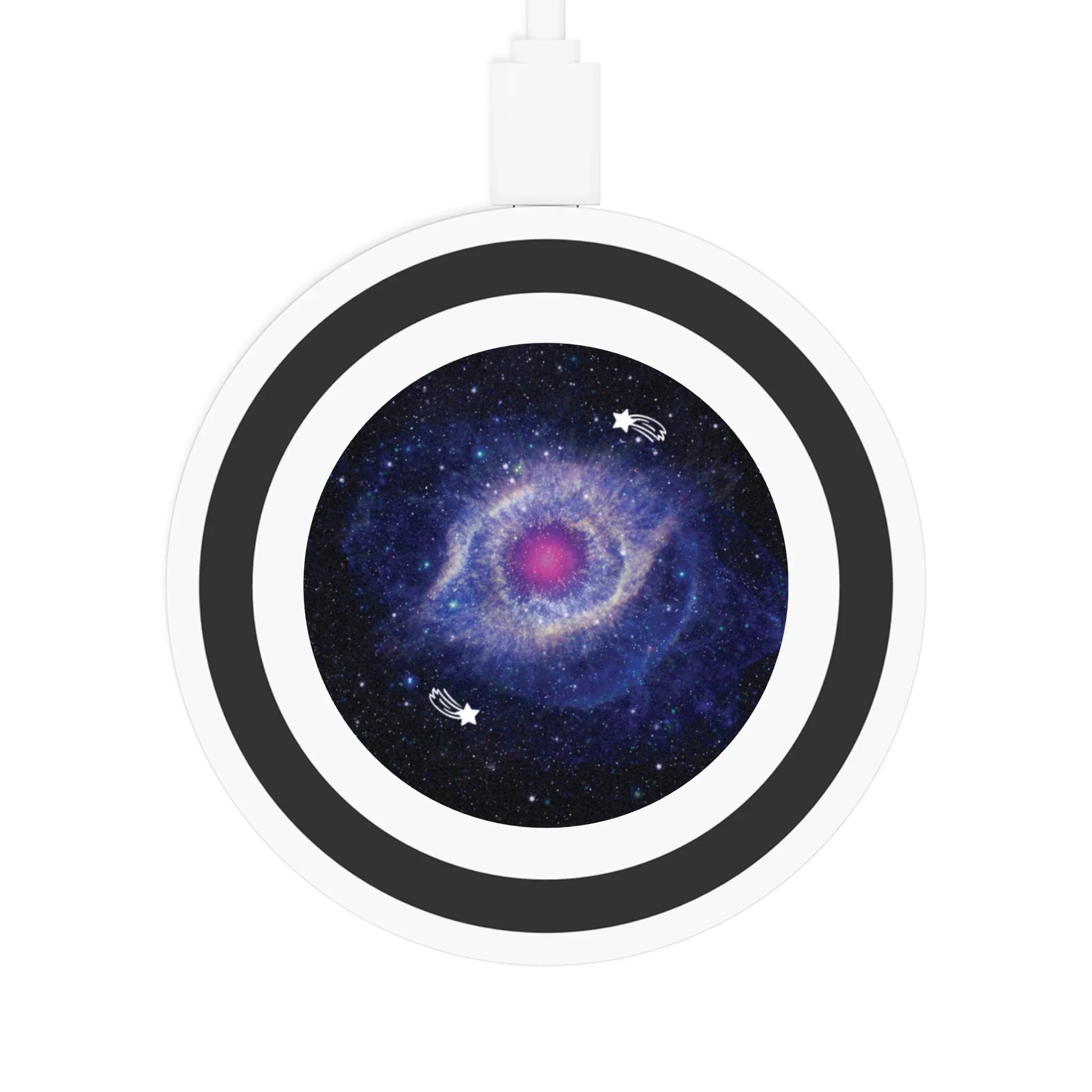Round wireless charger with galaxy and star design from MountainStarGalaxy