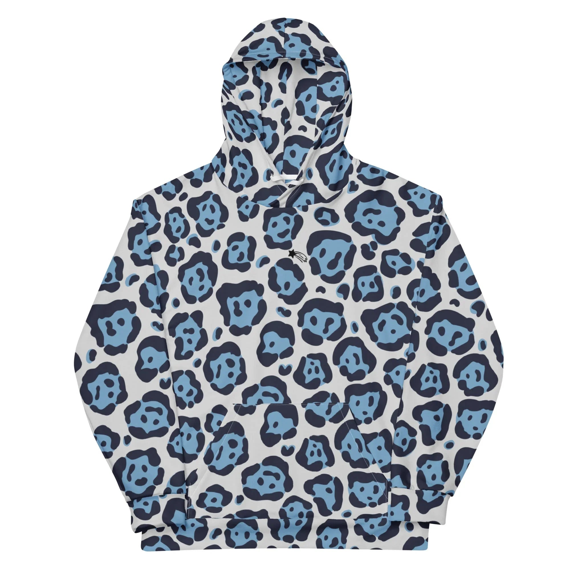Blue and navy abstract leopard print hoodie from MountainStarGalaxy