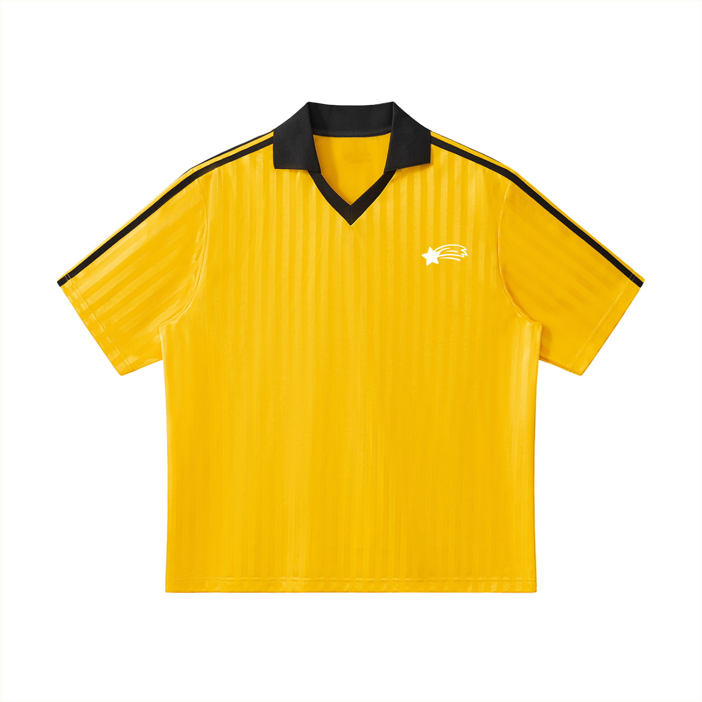 MountainStarGalaxy Contrast Collar Striped Soccer Jersey Yellow with Black