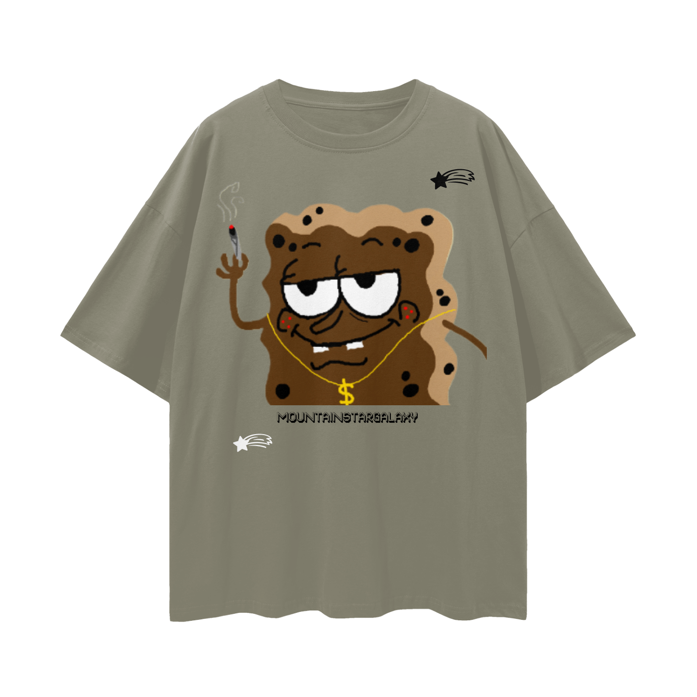 MountainStarGalaxy Unisex Loose Drop Shoulder Shirt Gray Green