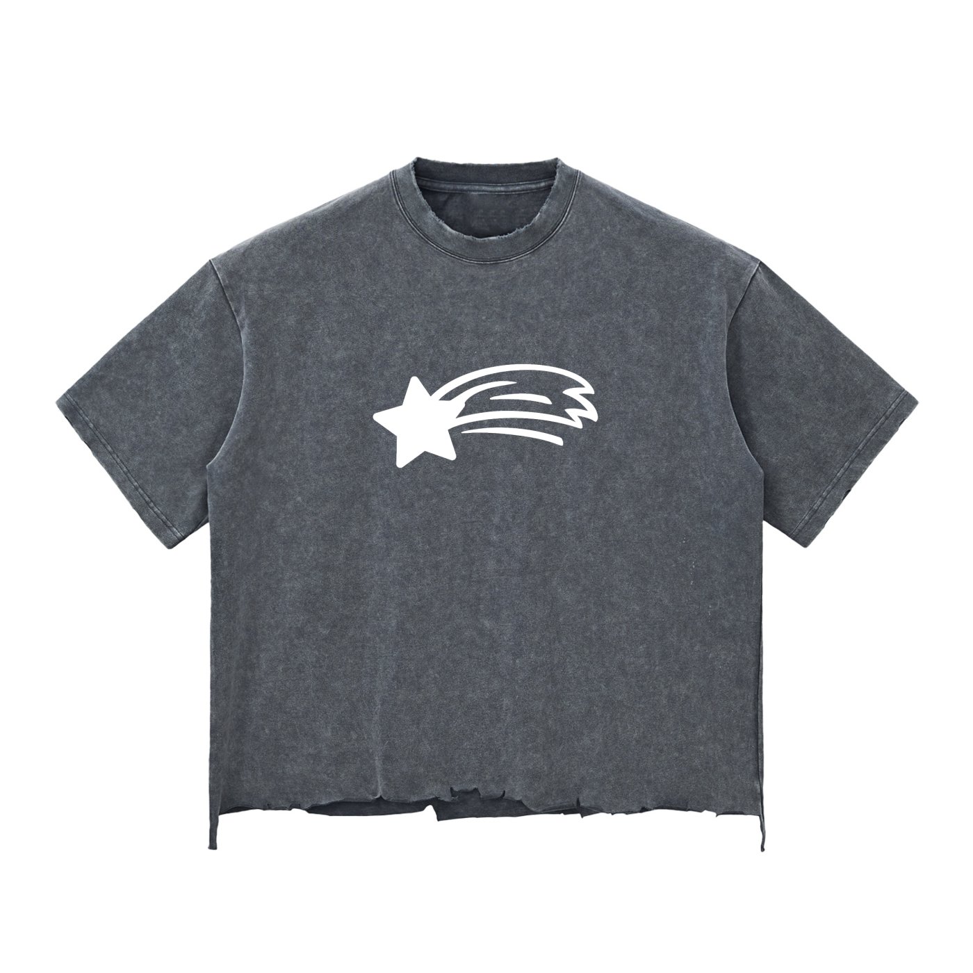 MountainStarGalaxy Unisex Snow Wash Raw-Hem Boxy Shirt Washed Cement Gray