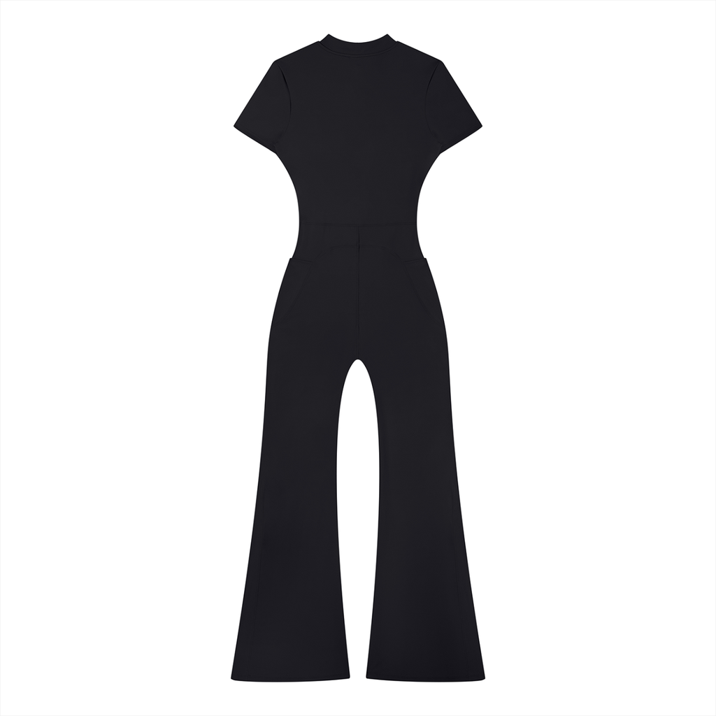 MountainStarGalaxy Women’s Tight Flared Leg Quarter-Zip Jumpsuit