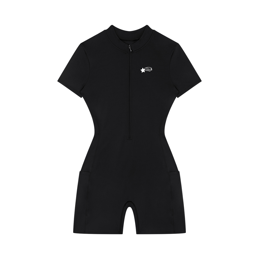 MountainStarGalaxy Women's Quarter-Zip Short Sleeve Romper