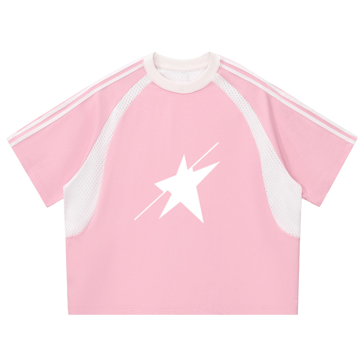 MountainStarGalaxy Contrast Stripes Panel Mesh T-shirt