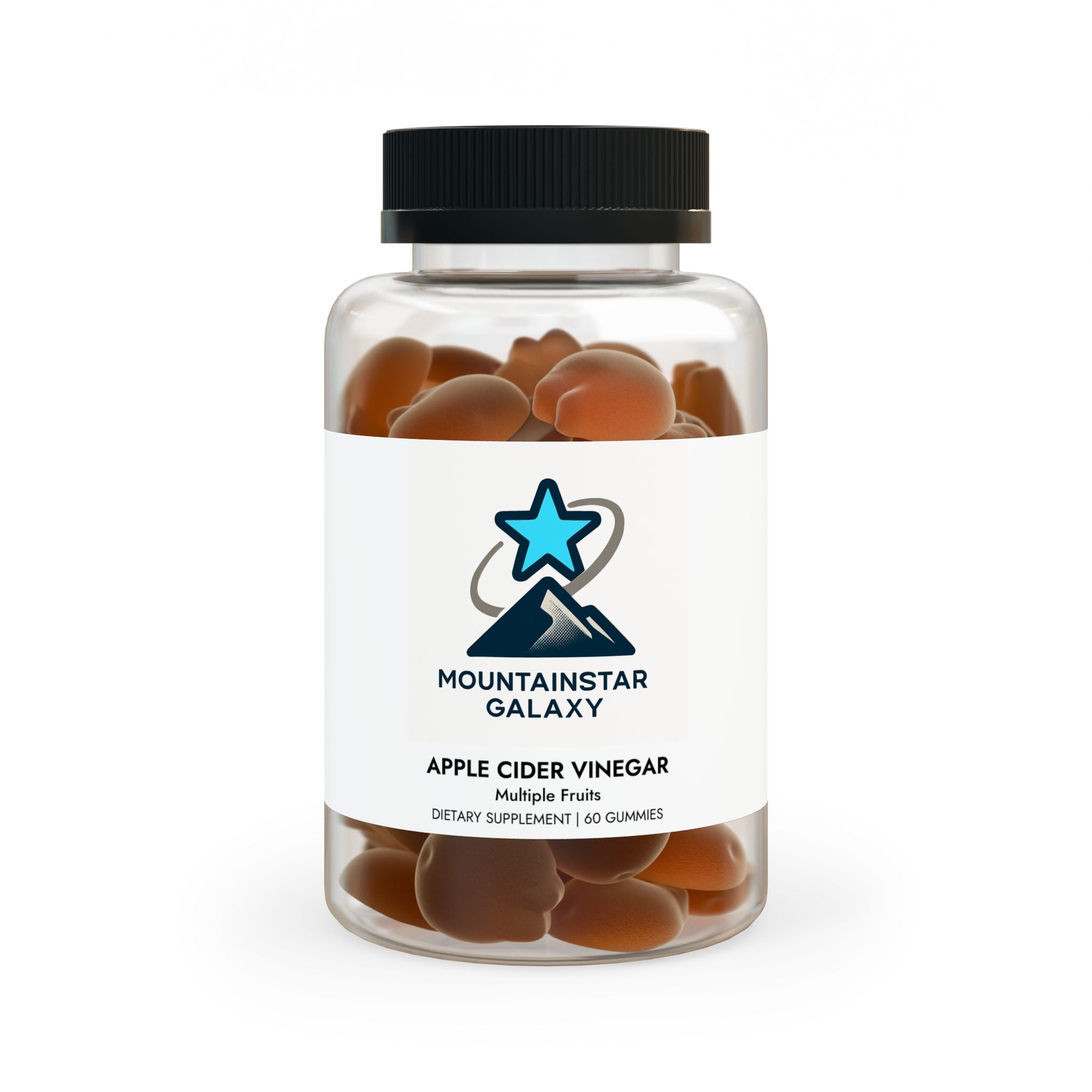 MountainStarGalaxy Apple Cider Vinegar Gummies (60 Gummies) Clear bottle + black cap Multiple Fruits 60 Gummies (vegan)