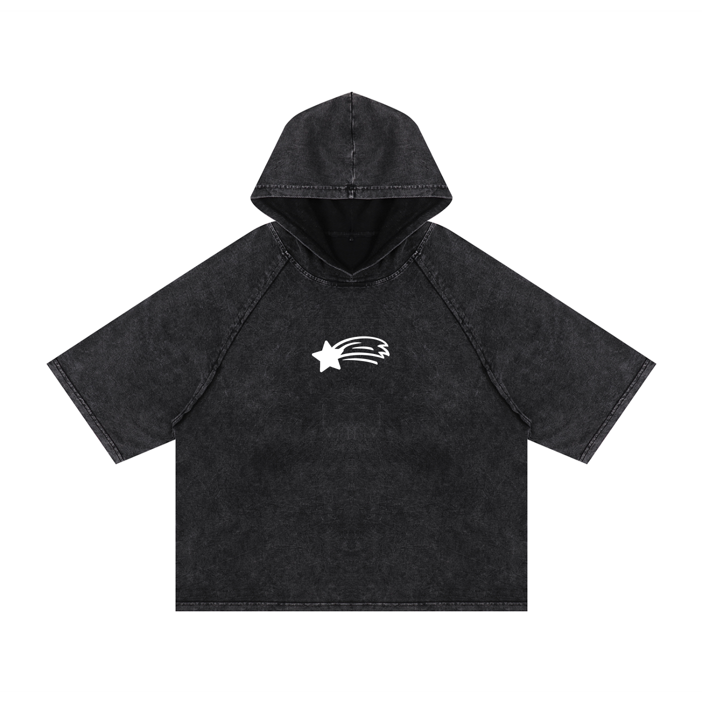 MountainStarGalaxy Unisex Snow Washed Hooded Boxy Shirt Black