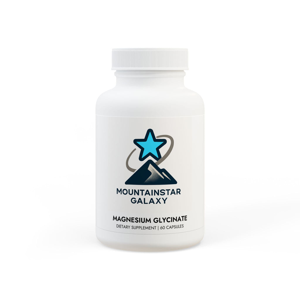 MountainStarGalaxy Magnesium Glycinate Supplement (60 Capsules) White bottle + cap Unflavored 60 Capsules