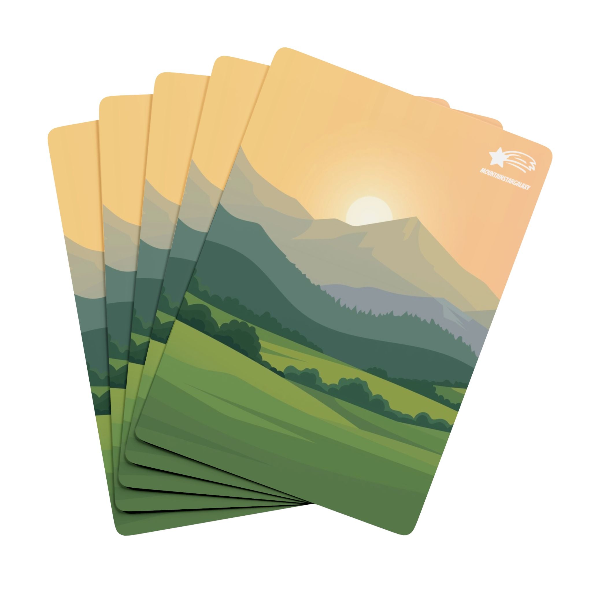 MountainStarGalaxy Sunrise Poker Playing Cards — Scenic Back Design, Classic Ace of Spades 2.5" x 3.5" White Semi Glossy