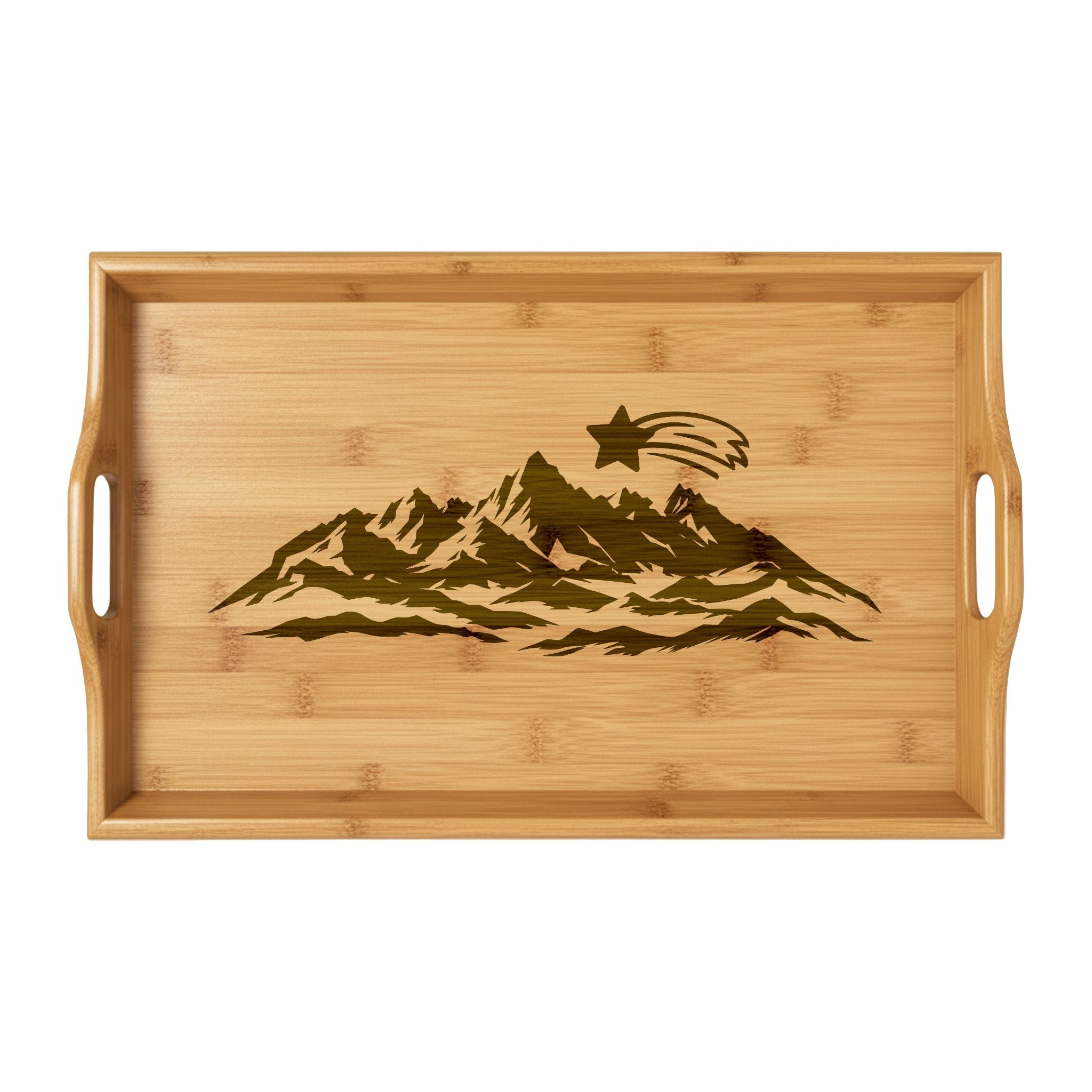MountainStarGalaxy Engraved Bamboo Serving Tray 16.5″ × 9.75″ × 2.5″ Bamboo