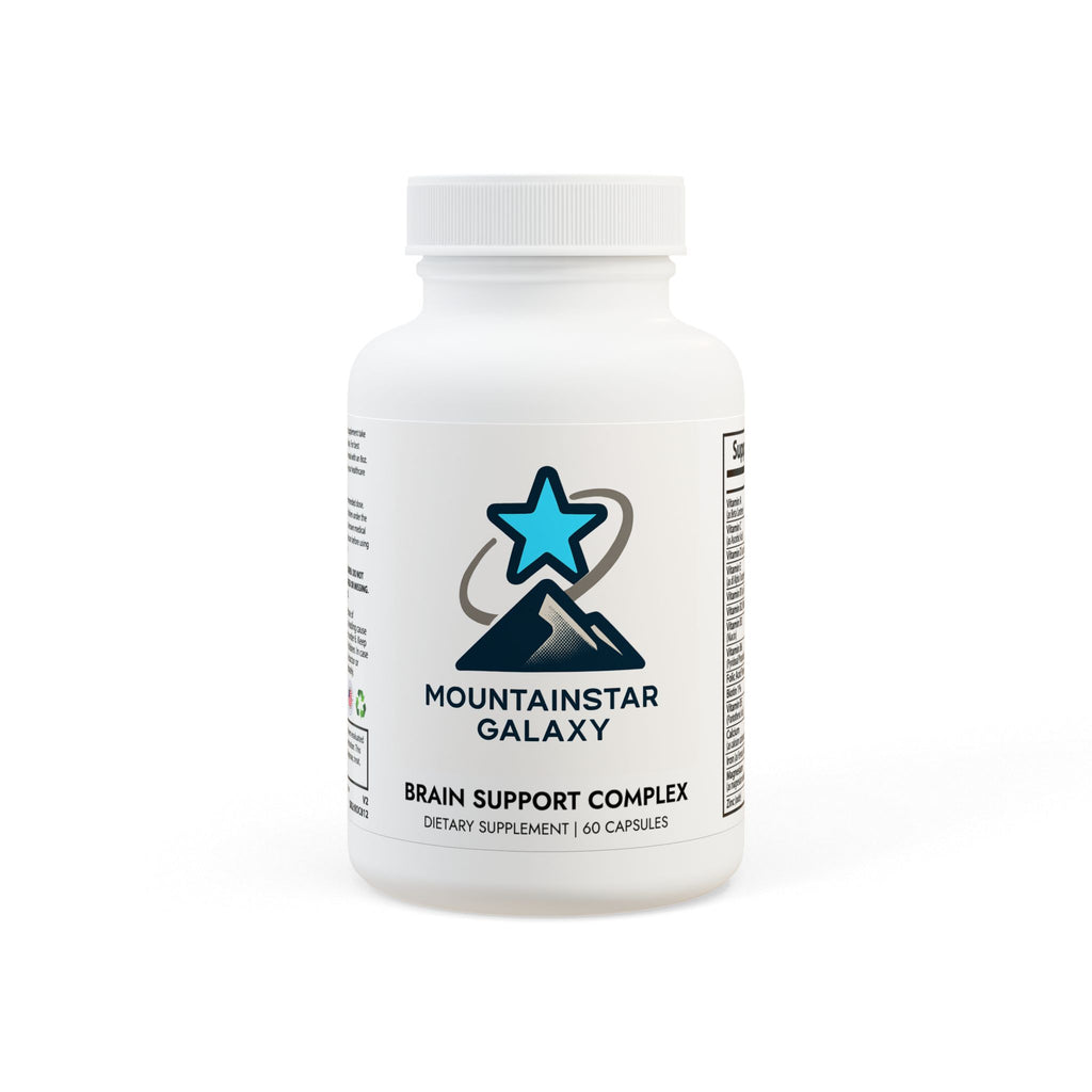 MountainStarGalaxy Brain Support Complex Supplement (60 Capsules) White bottle + cap Unflavored 60 Vegetable capsules