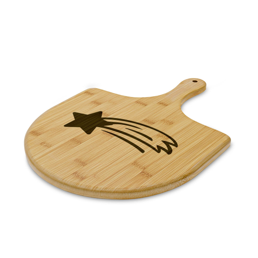 MountainStarGalaxy Engraved Bamboo Pizza Peel — Shooting Star Logo, Personalized Kitchen Serving Board 15 1 2" x 11" Bamboo