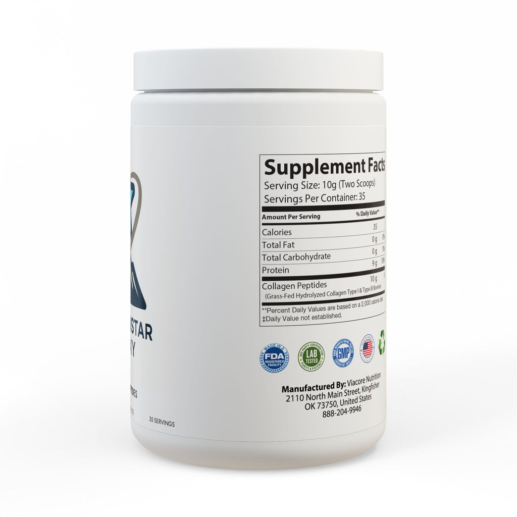 MountsinStarGalaxy Collagen Peptides Type I & III Supplement (350g, 12.3oz) White jar + lid NET WT 12.35 OZ (350g) Unflavored