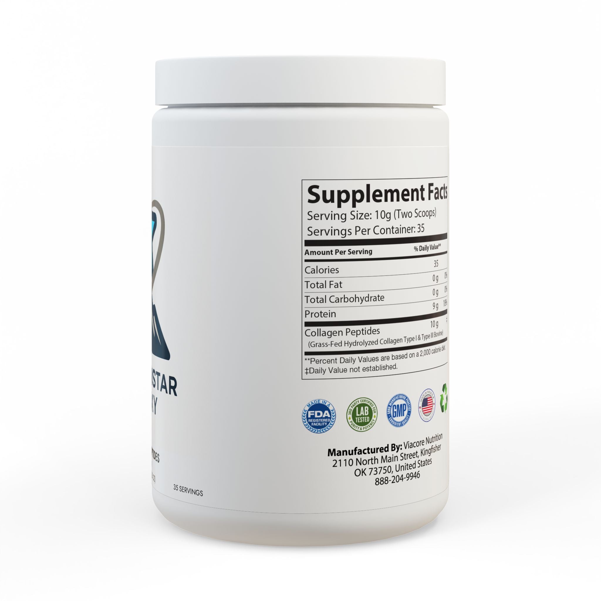 MountsinStarGalaxy Collagen Peptides Type I & III Supplement (350g, 12.3oz) White jar + lid NET WT 12.35 OZ (350g) Unflavored