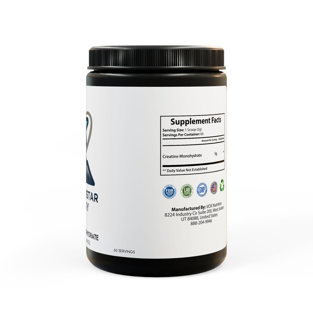 MountainStarGalaxy Creatine Monohydrate Supplement (300g, 10.58oz) Black jar + lid NET WT 10.58 OZ (300g) Unflavored