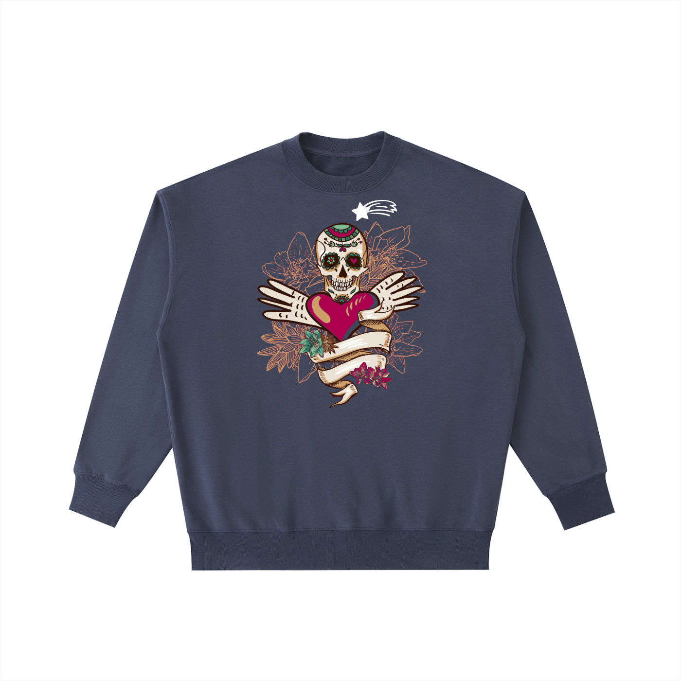 MountainStarGalaxy Vintage Washed Unisex Heavyweight Crewneck Sweatshirt Navy Blue