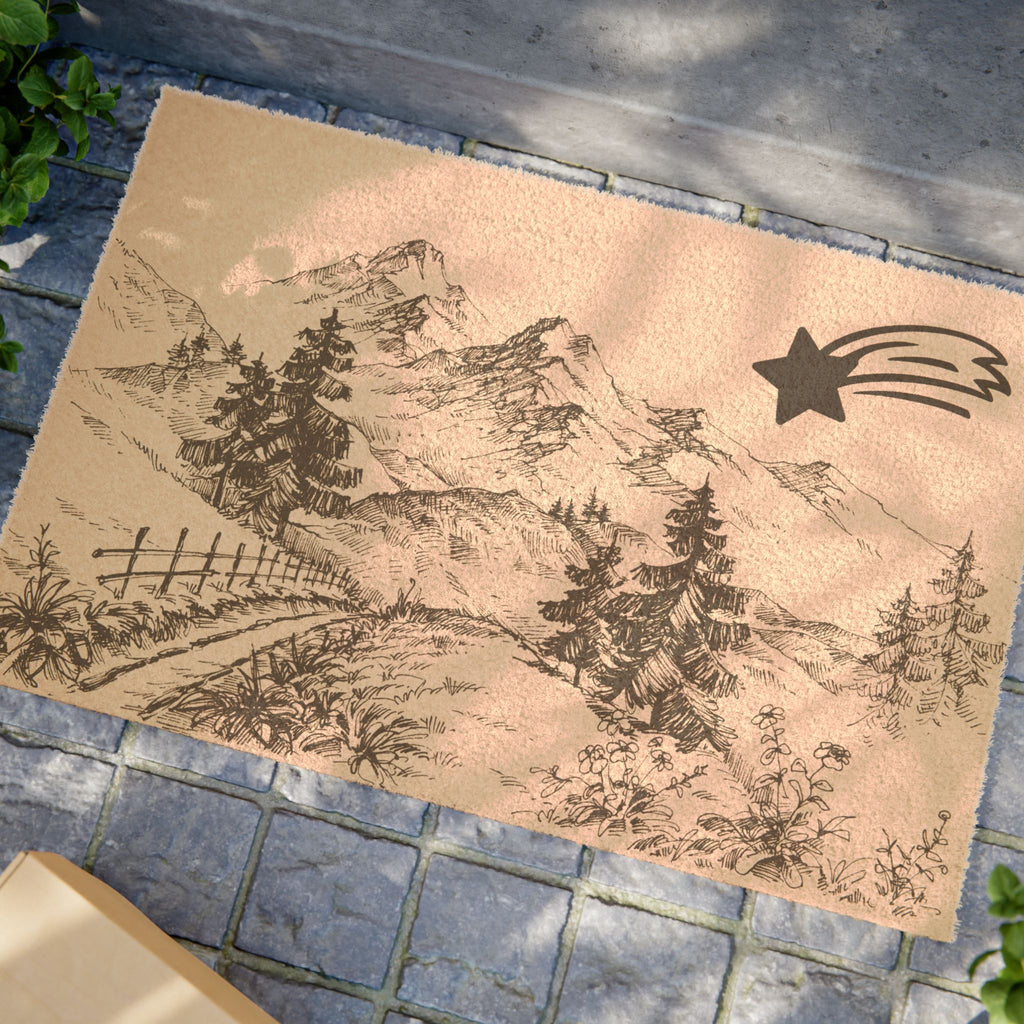 MountainStarGalaxy Rustic Mountain Scene Doormat 24" x 16"