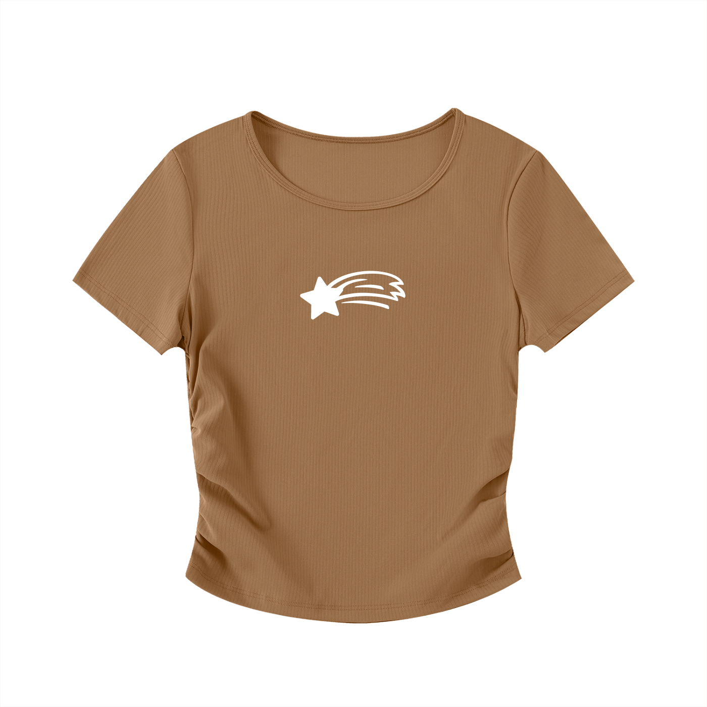 MountainStarGalaxy Women’s Ruched Bodycon Crop Top shirt Brown