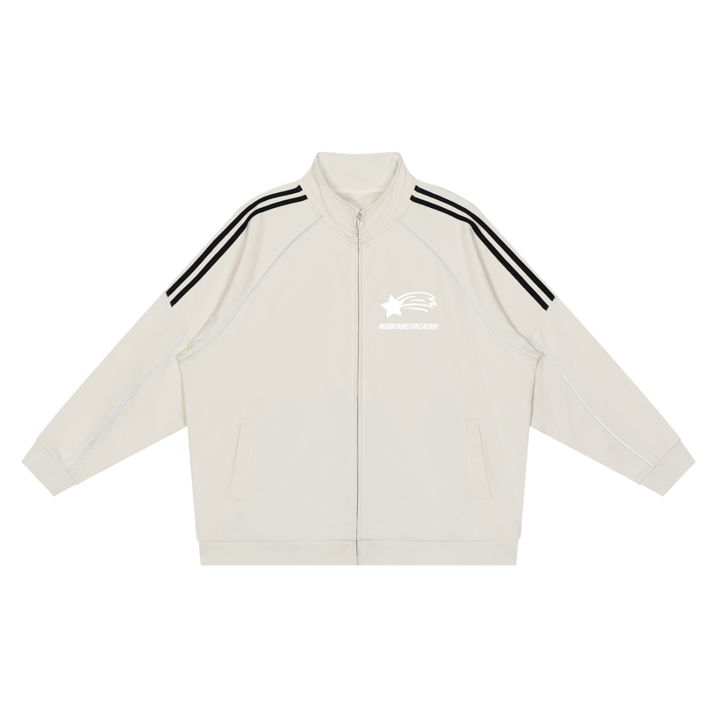 MountainStarGalaxy Unisex Reflection Striped Raglan Sleeve Jacket Grayish White