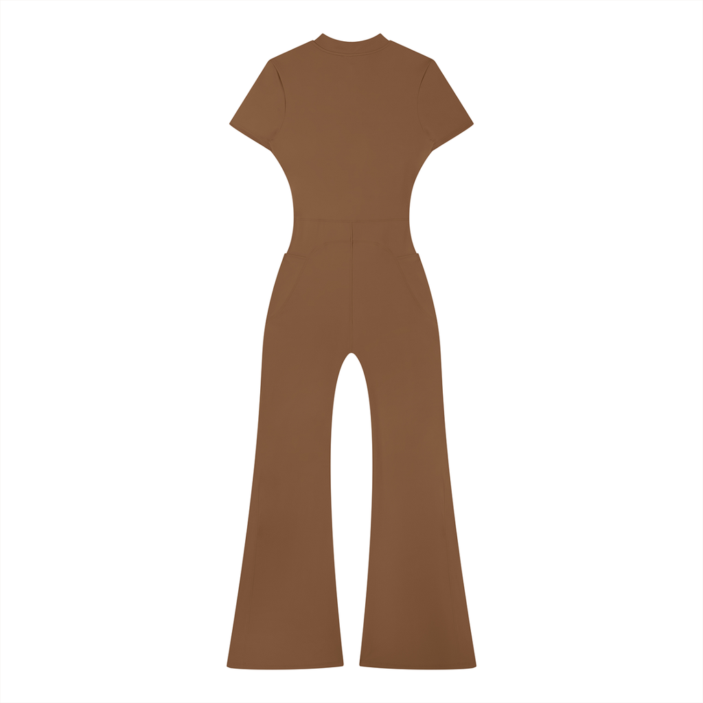 MountainStarGalaxy Women’s Tight Flared Leg Quarter-Zip Jumpsuit