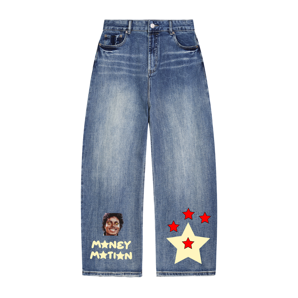 MountainStarGalaxy Unisex Sun Fade Heavyweight Denim Jeans Blue