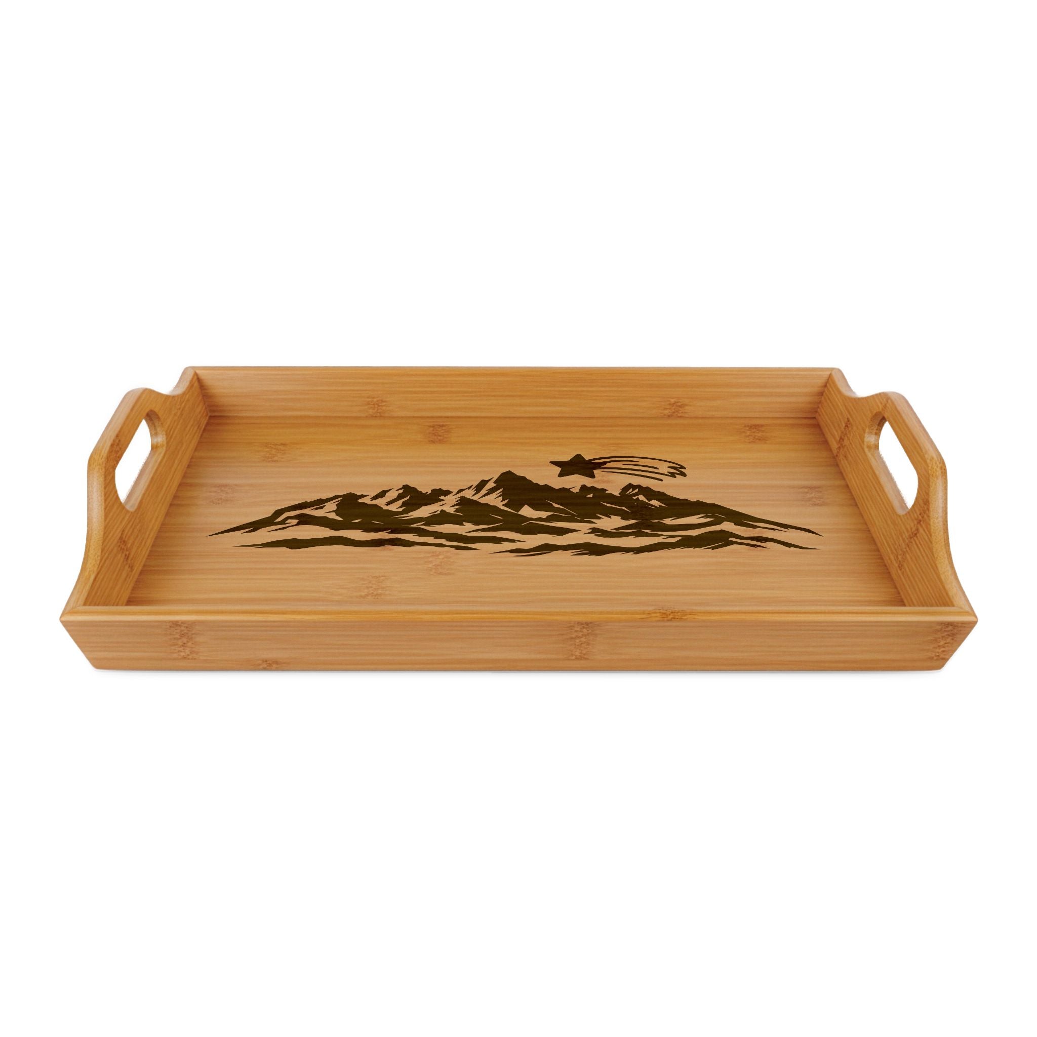 MountainStarGalaxy Engraved Bamboo Serving Tray 16.5″ × 9.75″ × 2.5″ Bamboo
