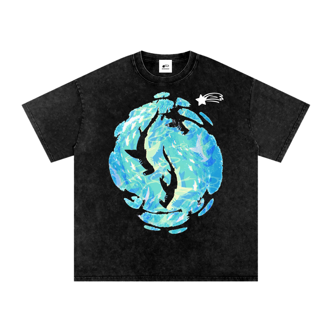 MountainStarGalaxy Unisex Snow Washed Oversized Cotton T-Shirt Black