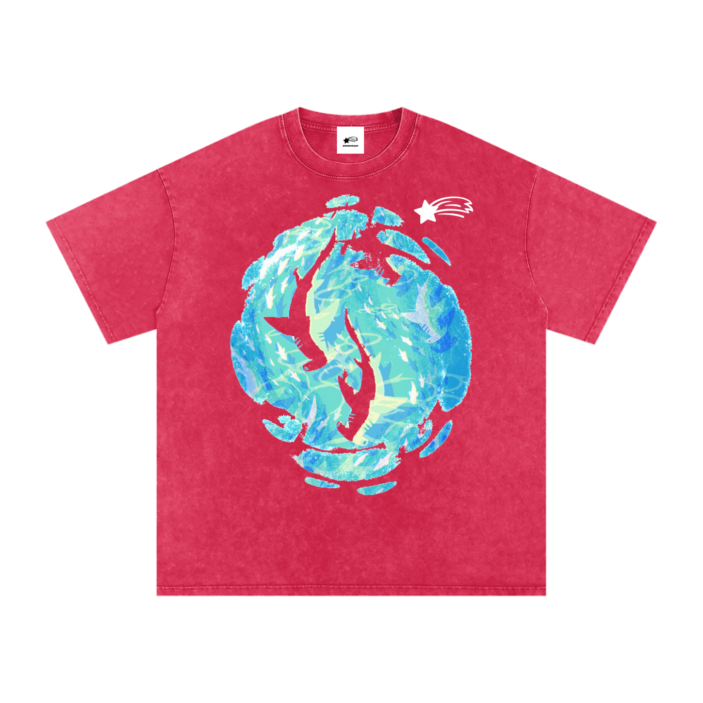 MountainStarGalaxy Unisex Snow Washed Oversized Cotton T-Shirt Dark Red