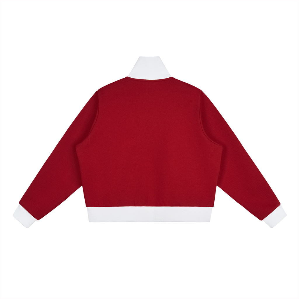 MountainStarGalaxy Contrast Side Stripe Fleece Cropped Track Jacket Red