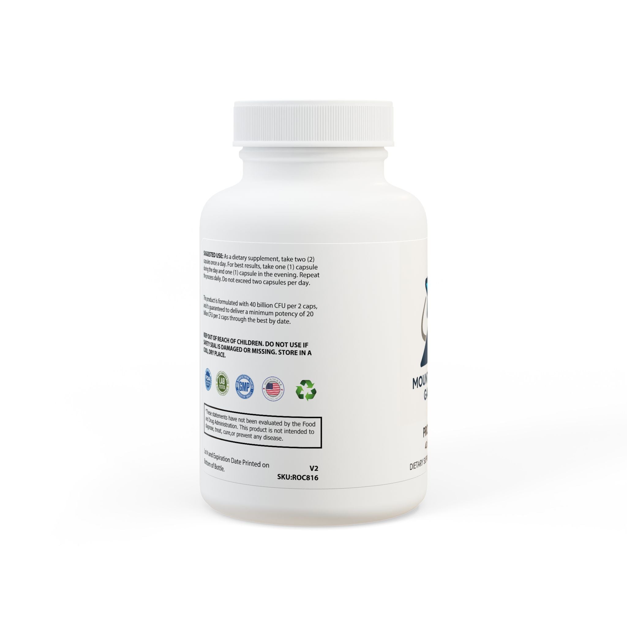 MountainStarGalaxy Probiotics Supplement (60 Capsules) White bottle + cap Unflavored 60 Vegetable capsules