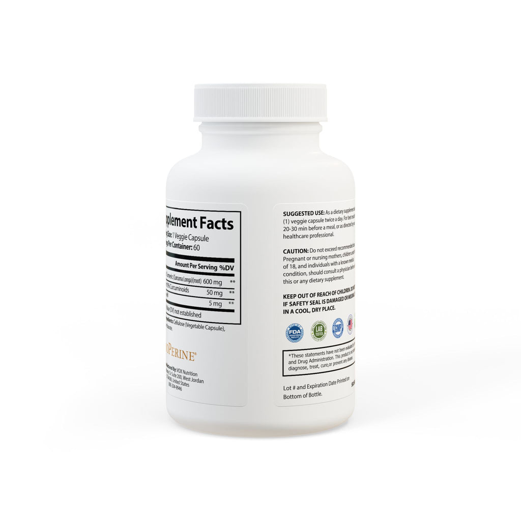 MountainStarGalaxy Turmeric with BioPerine® (Black Pepper Fruit Extract) Supplement (60 Capsules) White bottle + cap Unflavored 60 Vegetable capsules