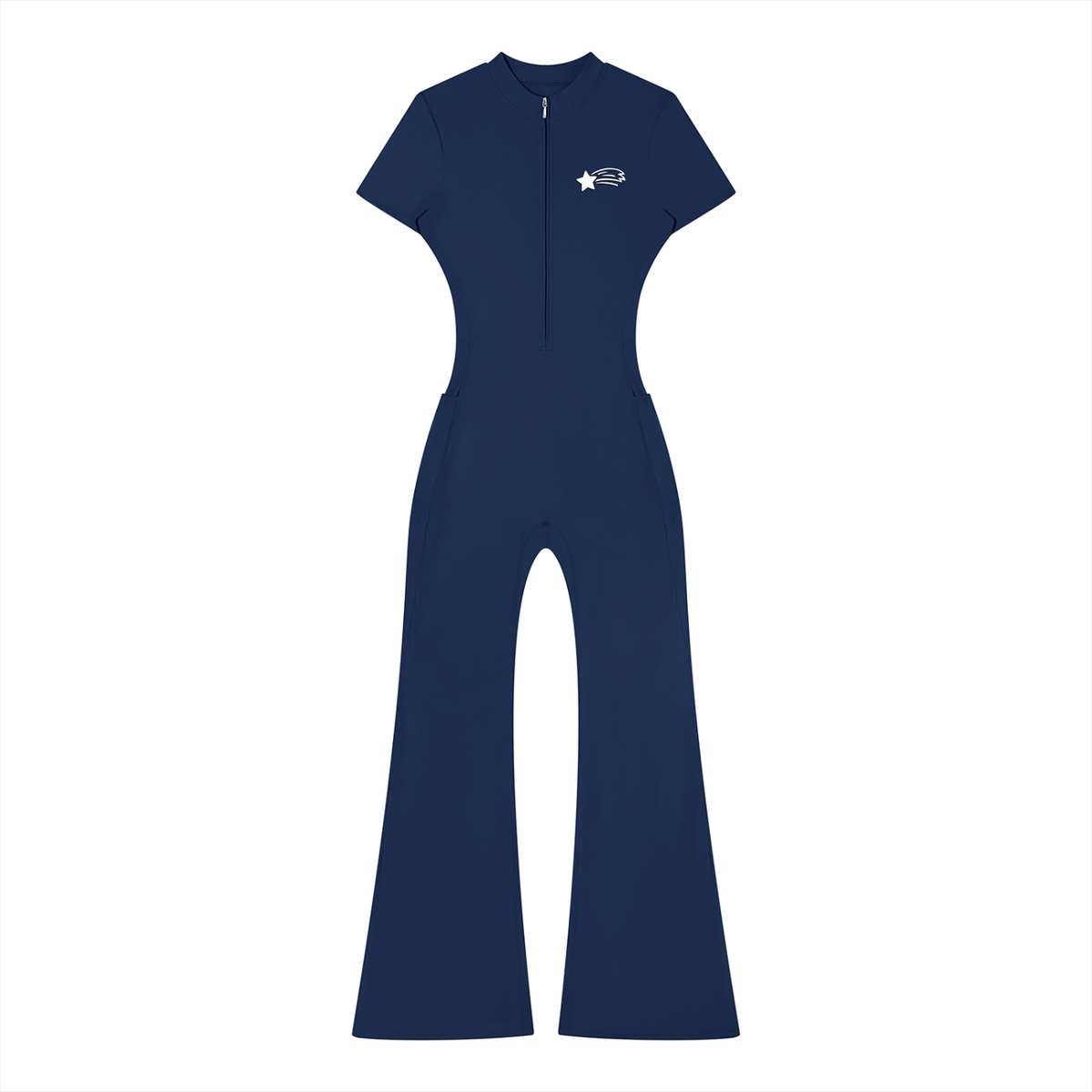 MountainStarGalaxy Women’s Tight Flared Leg Quarter-Zip Jumpsuit