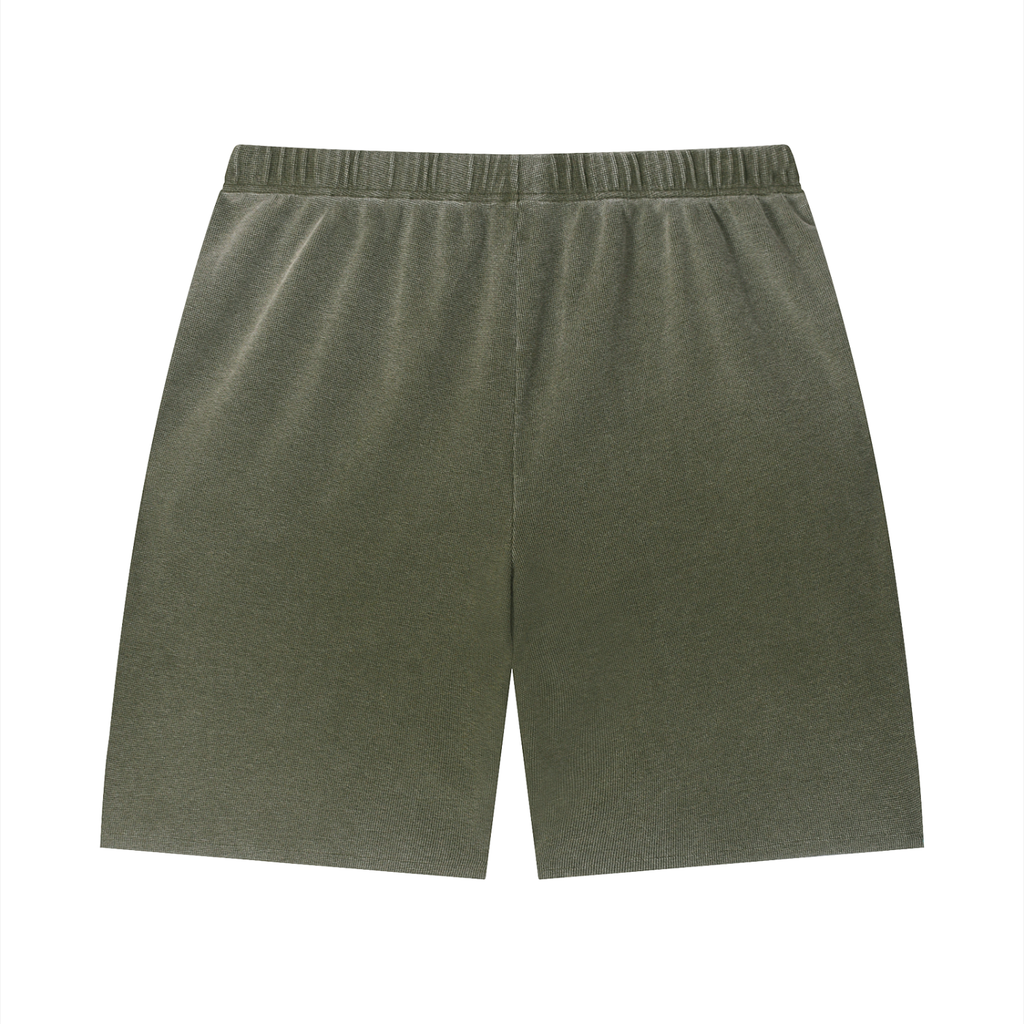 MountainStarGalaxy Unisex Vintage Wash Sunfade Waffle Raw Hem Shorts
