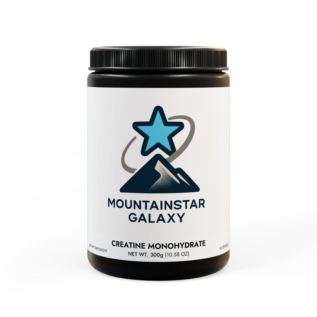 MountainStarGalaxy Creatine Monohydrate Supplement (300g, 10.58oz) Black jar + lid NET WT 10.58 OZ (300g) Unflavored