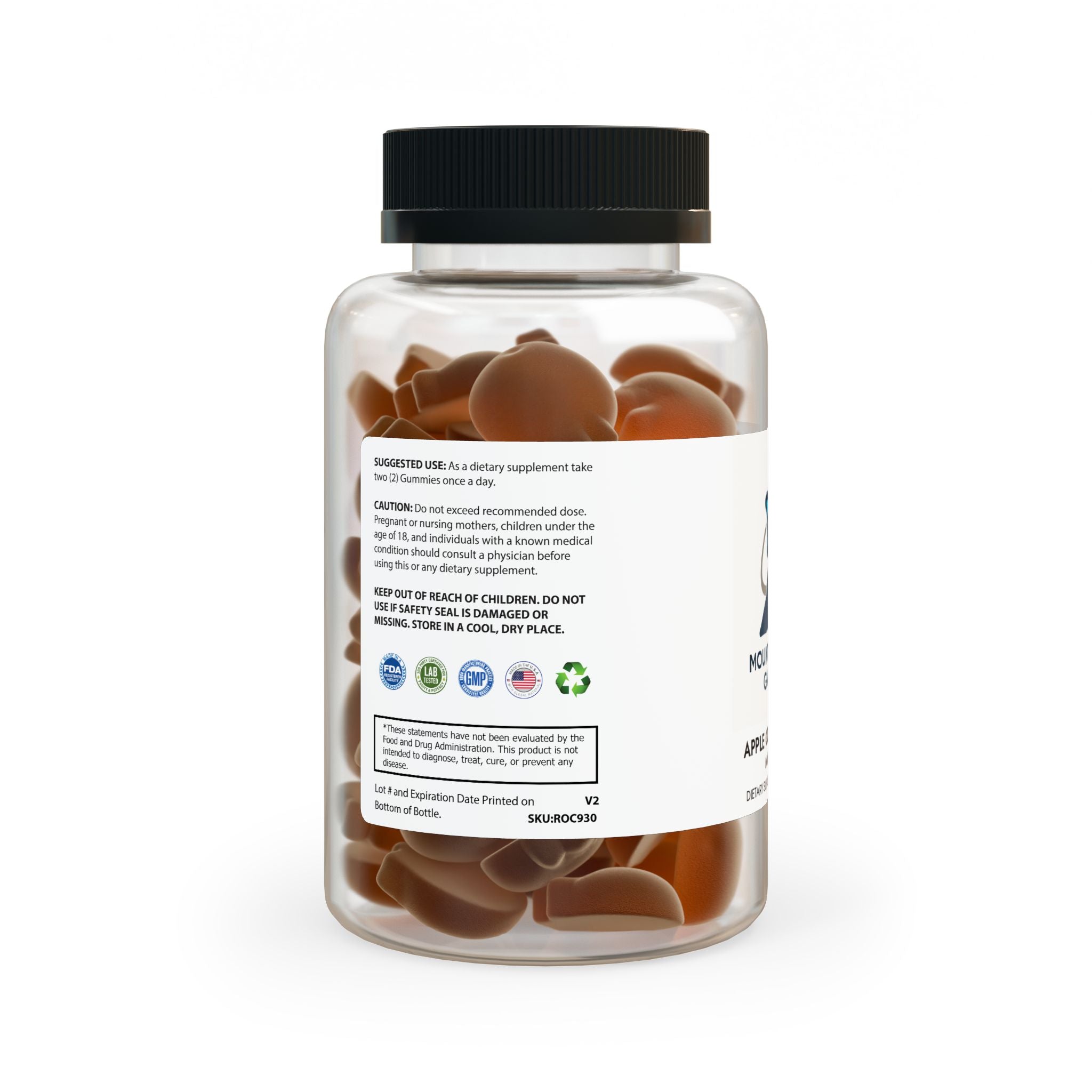 MountainStarGalaxy Apple Cider Vinegar Gummies (60 Gummies) Clear bottle + black cap Multiple Fruits 60 Gummies (vegan)