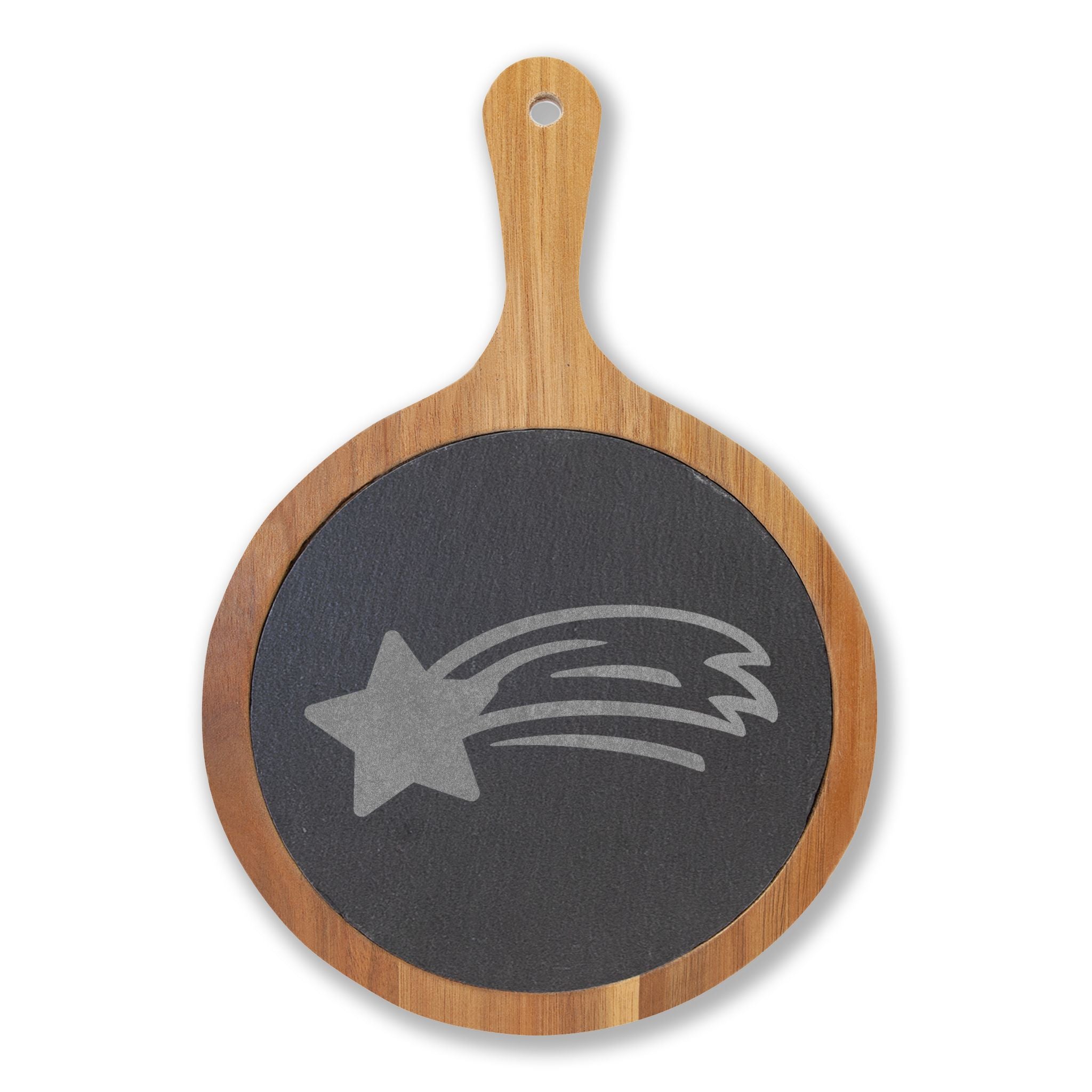 MountainStarGalaxy Engraved Acacia Charcuterie Board with Slate Insert & Cheese Knives Acacia Slate 8 1 4" x 12 1 4"