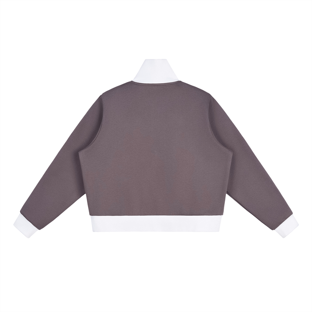 MountainStarGalaxy Contrast Side Stripe Fleece Cropped Track Jacket Plum Purple