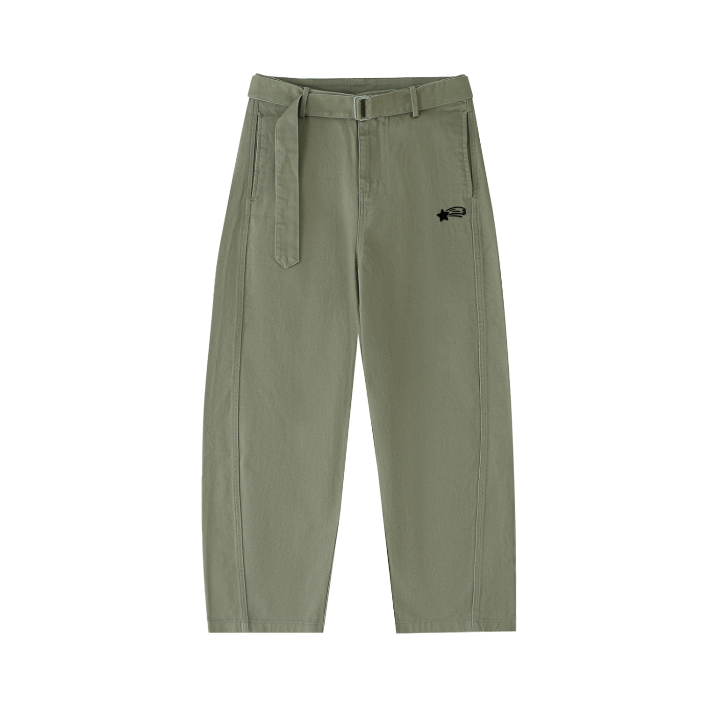 MountainStarGalaxy Women’s Belted Barrel-leg Chino Pants