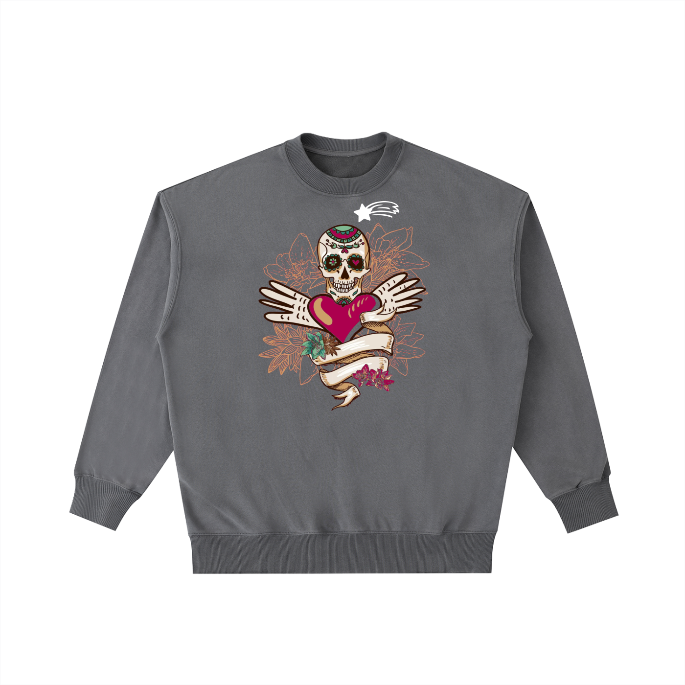 MountainStarGalaxy Vintage Washed Unisex Heavyweight Crewneck Sweatshirt Dark Gray