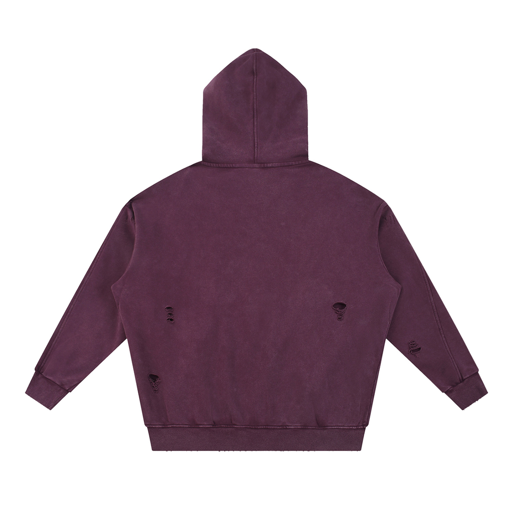 MountainStarGalaxy Snow Washed Distressed Panel Pocket Hoodie Plum Purple