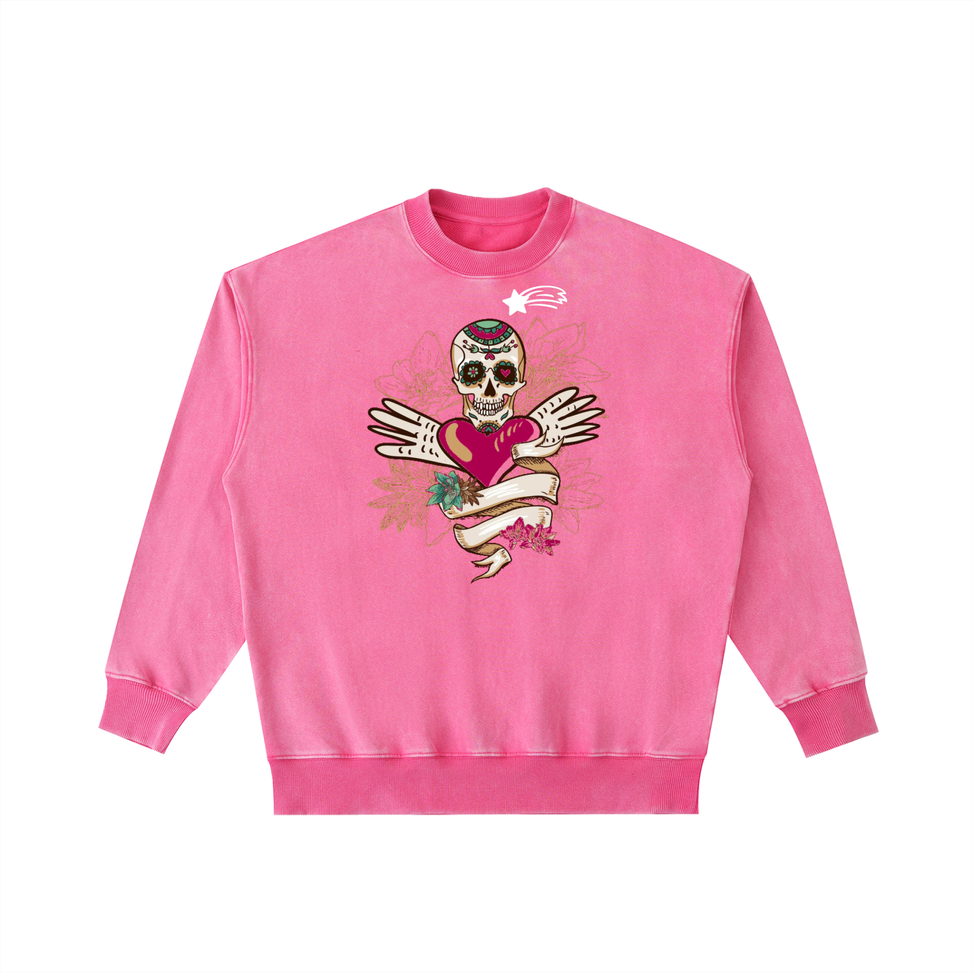 MountainStarGalaxy Vintage Washed Unisex Heavyweight Crewneck Sweatshirt Rose Pink