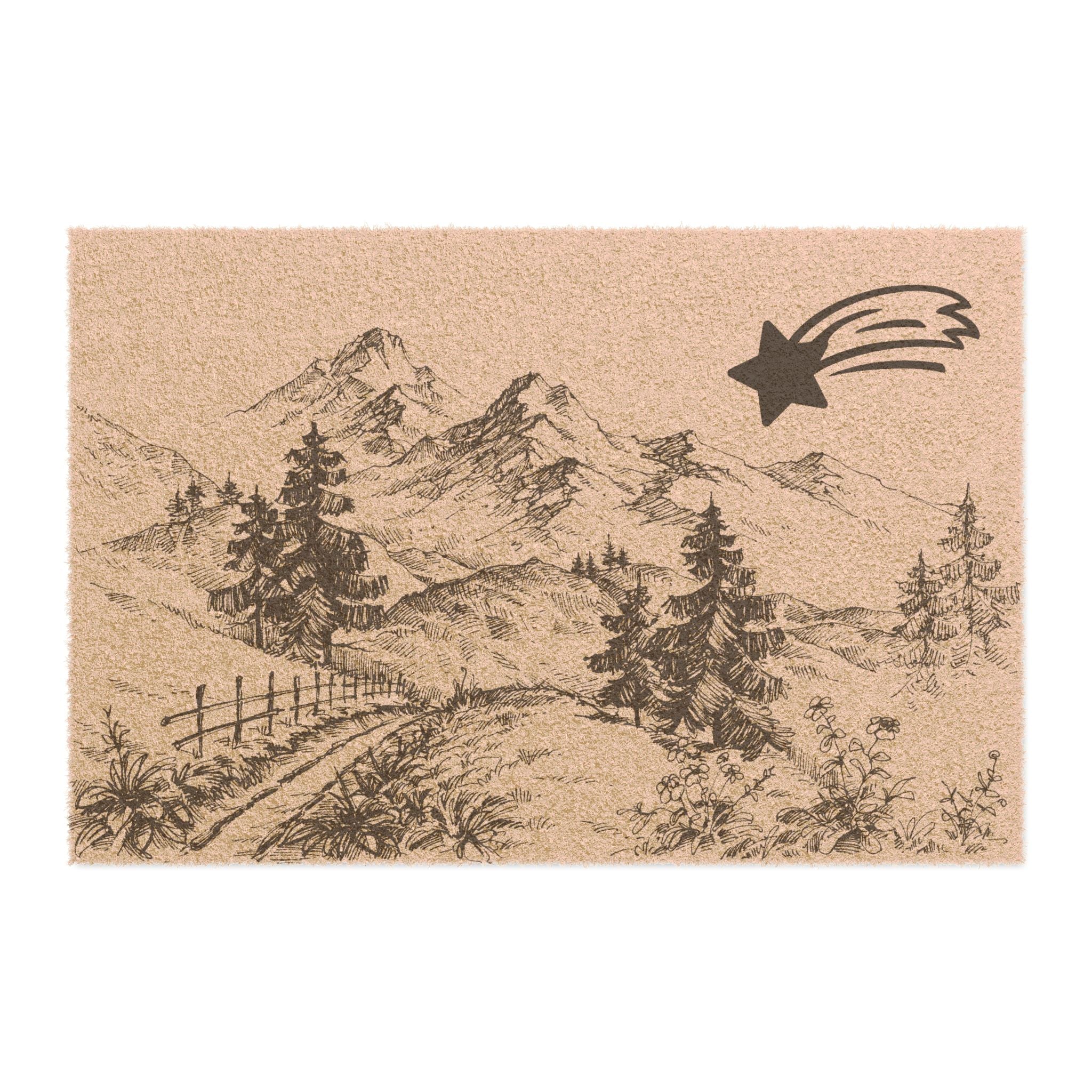 MountainStarGalaxy Rustic Mountain Scene Doormat 24" x 16"