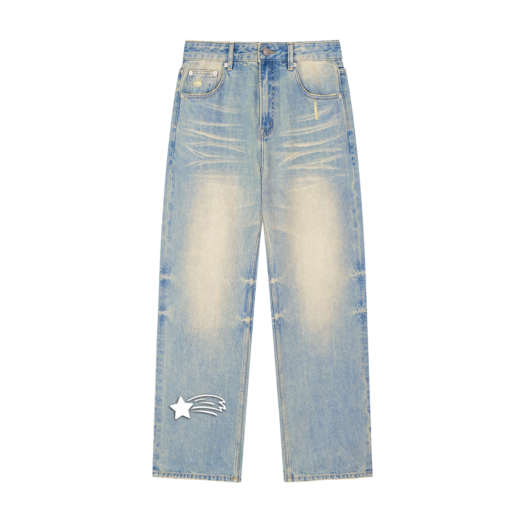 MountainStarGalaxy Sun Fade Raw Hem Denim Jeans