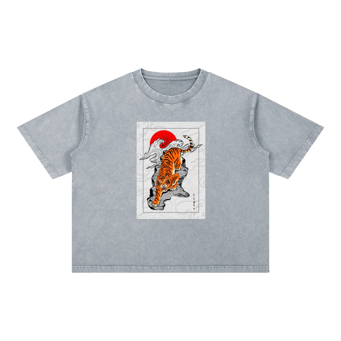 MountainStarGalaxy Mineral Wash Boxy Cotton T-Shirt Light Gray