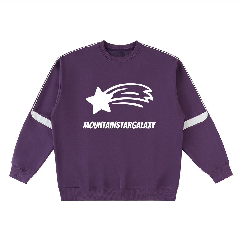 MountainStarGalaxy Unisex Oversized Crewneck Taped Unisex Sweatshirt Purple