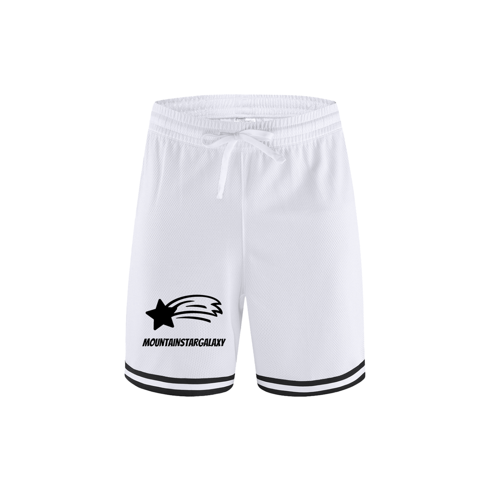 MountainStarGalaxy Men’s Classic Stripe Trim Basketball Shorts White