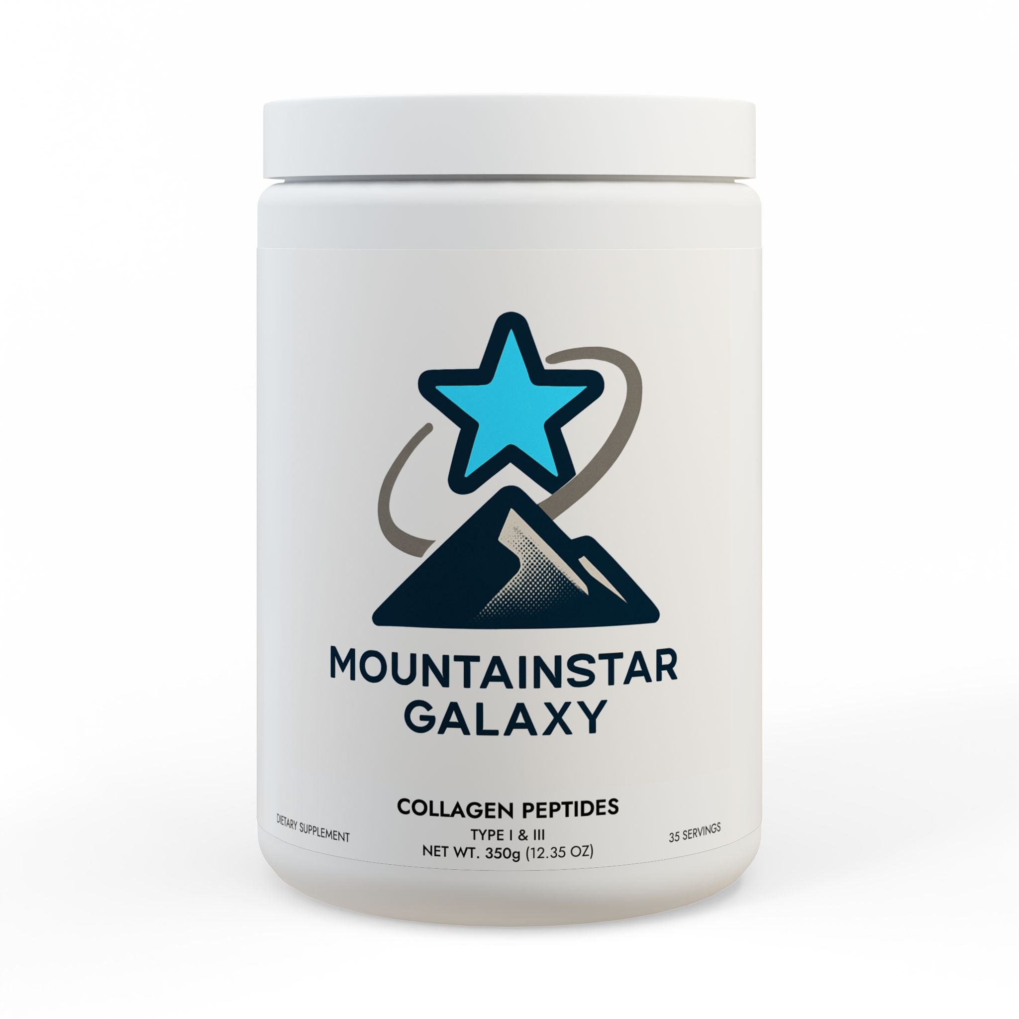 MountsinStarGalaxy Collagen Peptides Type I & III Supplement (350g, 12.3oz) White jar + lid NET WT 12.35 OZ (350g) Unflavored
