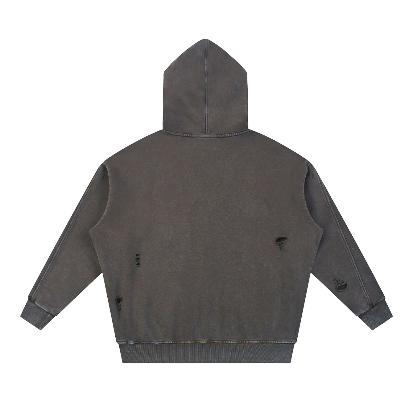 MountainStarGalaxy Snow Washed Distressed Panel Pocket Hoodie Coffee