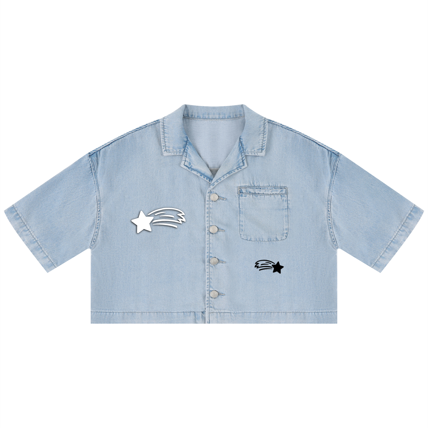 MountainStarGalaxy Women's Vintage Wash Boxy Cropped Shirt