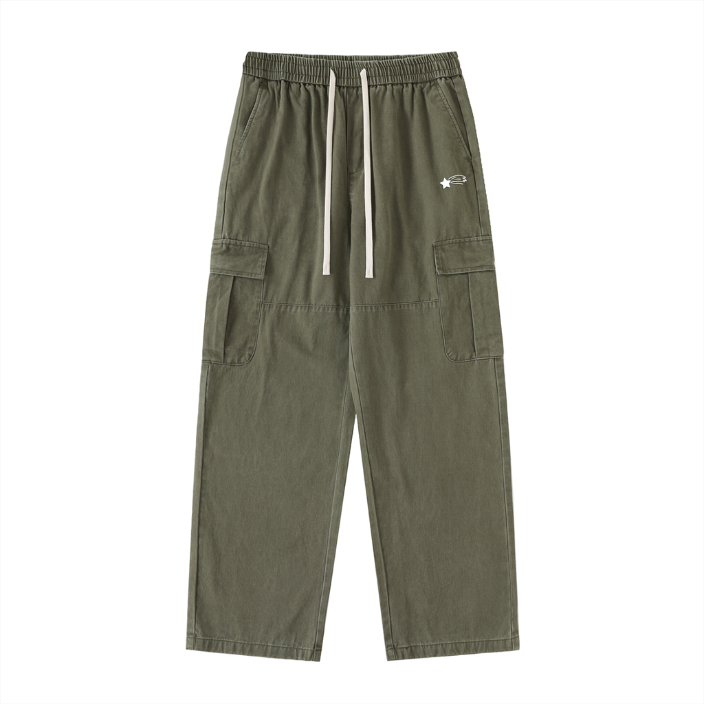 MountainStarGalaxy Men’s Drawstring Waist Straight-Leg Cargo Pants