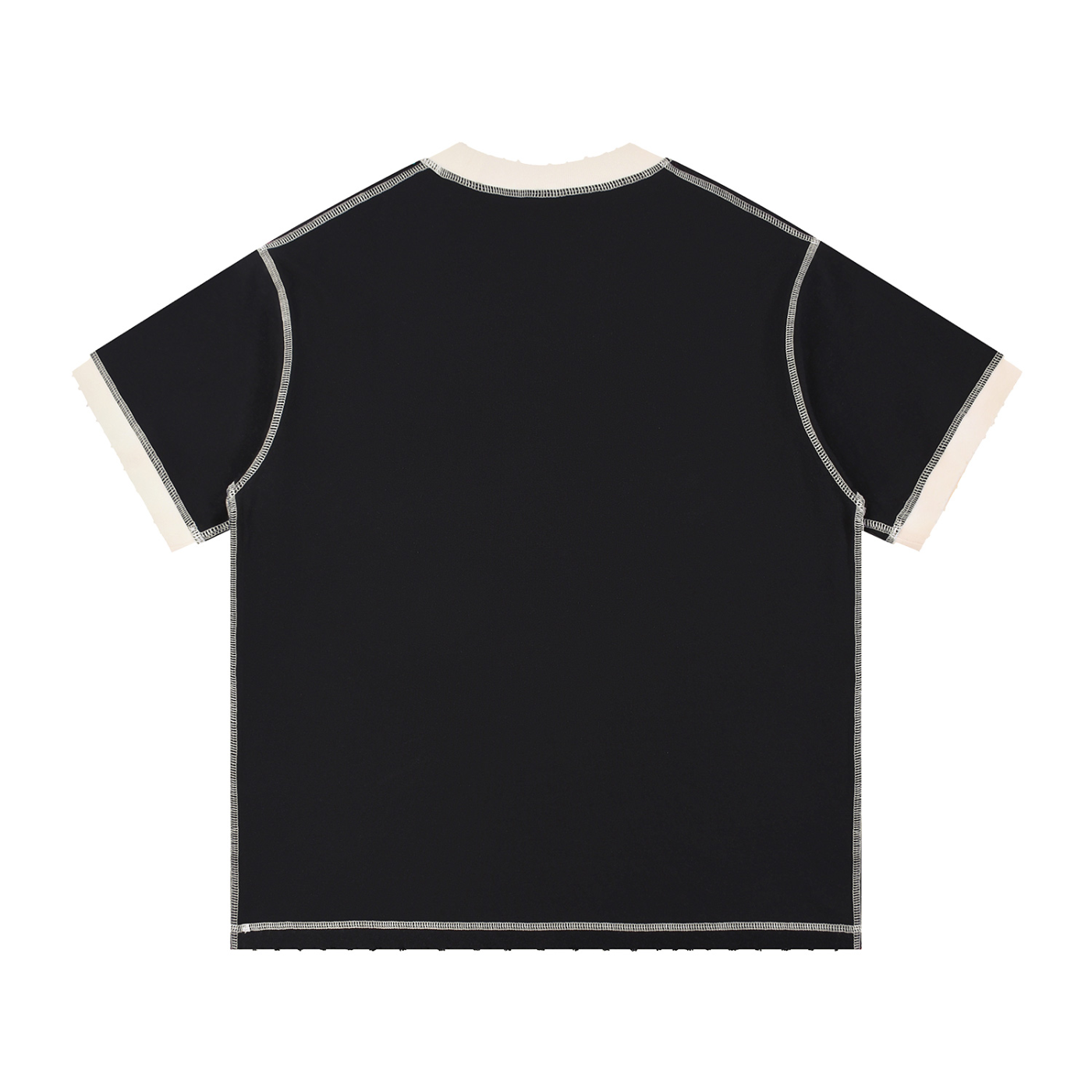 MountainStarGalaxy Unisex Contrast-Stitched Cotton Shirt Black with Apricot